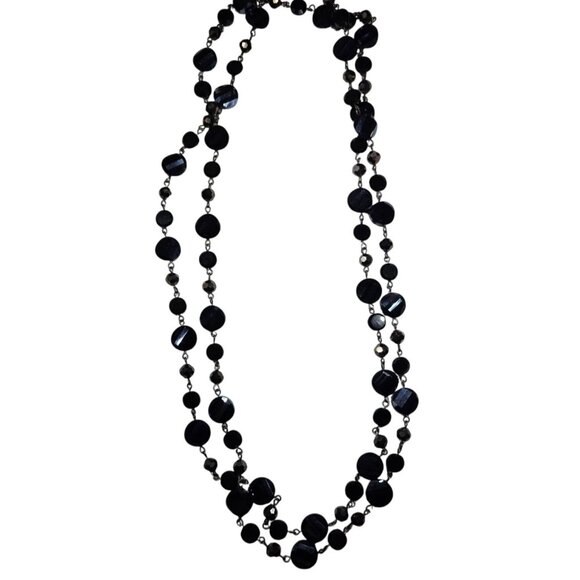 Joan Rivers necklace Black Bead Long iridescent womens Jewelry party dressy - Picture 2 of 5